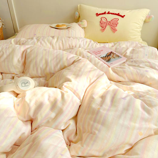 匹鲁全棉爱心球球毛巾绣件套双层纱三件套/四件套 商品图4