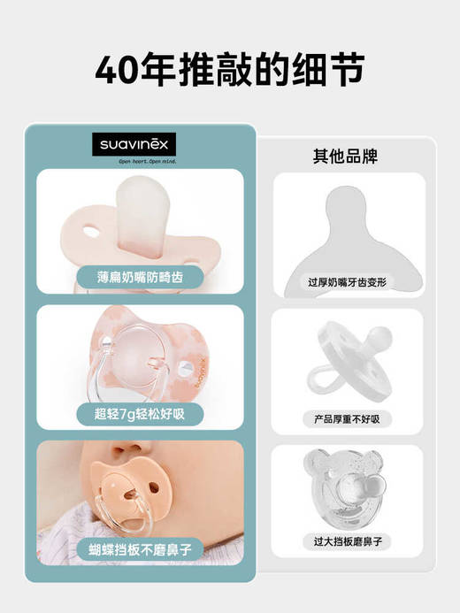 suavinex苏维妮甜梦超轻扁头安抚奶嘴防胀气龅牙宝宝新生婴儿哄睡308270 308271 308275 308276 商品图5