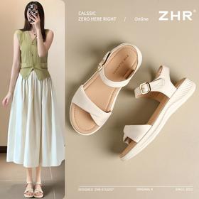 ZHR厚底凉鞋女鞋夏季新款女士软底休闲百搭轻便夏日交叉带凉鞋