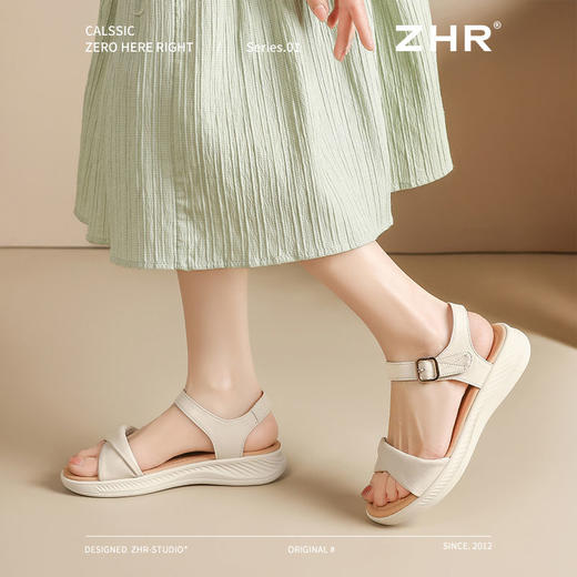 ZHR厚底凉鞋女鞋夏季新款女士软底休闲百搭轻便夏日交叉带凉鞋 商品图5