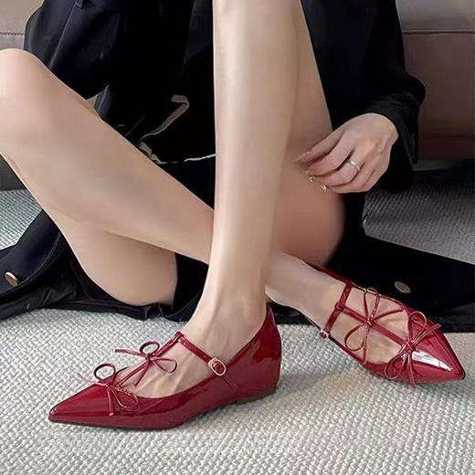 西遇蝴蝶结尖头单鞋女新款夏季法式绝美内增高配裙子玛丽珍鞋V1056721 商品图3
