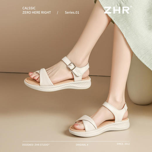 ZHR厚底凉鞋女鞋夏季新款女士软底休闲百搭轻便夏日交叉带凉鞋 商品图6