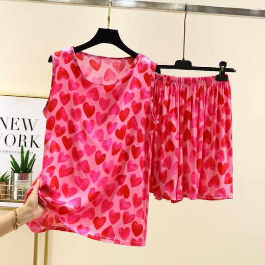 丁摩 绵绸短袖短裤套装女夏季宽松显瘦薄款家居睡衣两件套5ZF-2537 商品图8