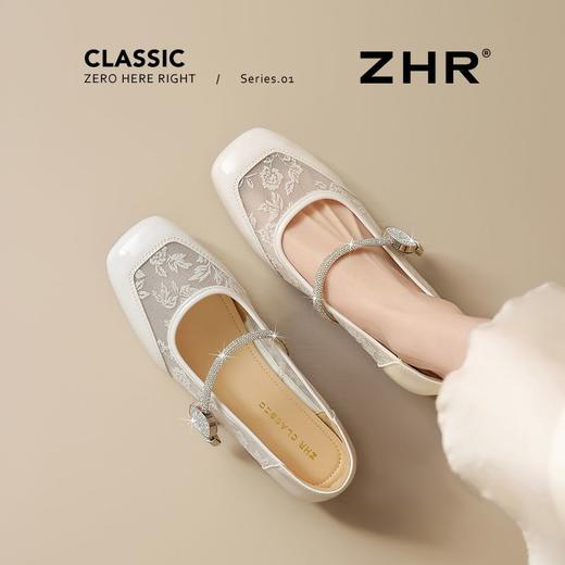ZHR则则法式方头透气印花平底玛丽珍单鞋女2025新款百搭气质女鞋 商品图5