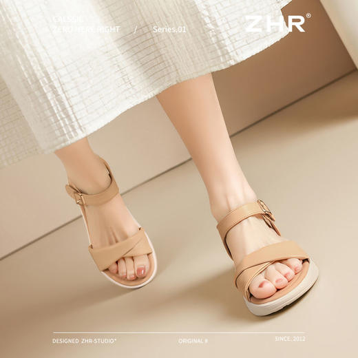 ZHR厚底凉鞋女鞋夏季新款女士软底休闲百搭轻便夏日交叉带凉鞋 商品图8