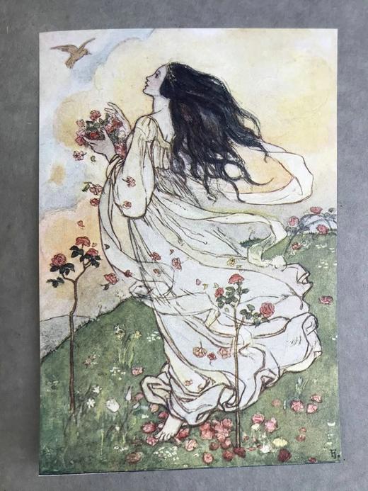 约20世纪早期 克里斯蒂娜·罗塞蒂诗集 弗洛伦斯·哈里森36幅彩色手工贴图34幅黑白插图 漆布精装16开 商品图12