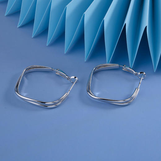 【宏艺珠宝】铂光方韵·银s925耳饰 商品图2