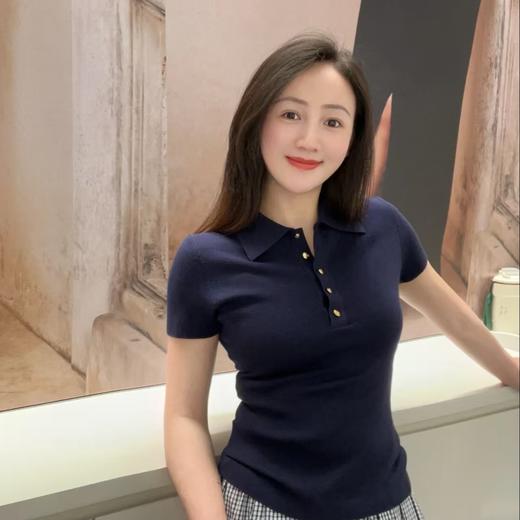 【à perles】纯真丝多巴胺 翻领修身轻薄POLO上衣 商品图6