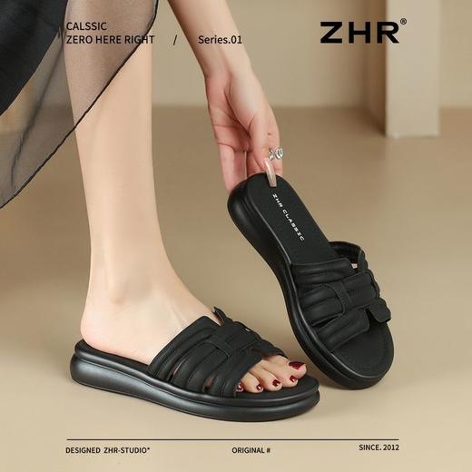ZHR一字拖女2025新款夏季休闲百搭拖鞋女洋气ins厚底沙滩拖鞋外出 商品图9