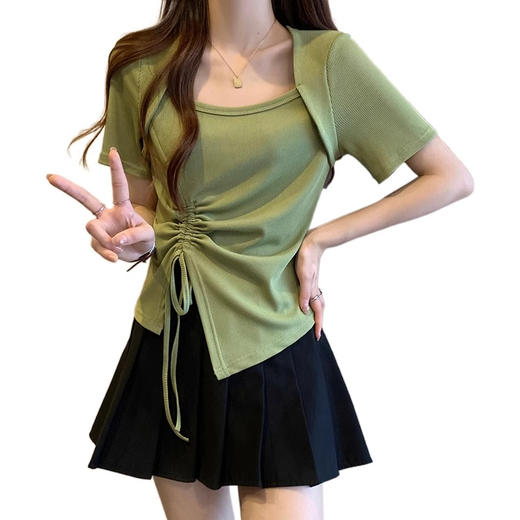 裁缝学苑AS490设计感抽褶方领正肩短袖T恤纸样女装打版裁剪样板 商品图1