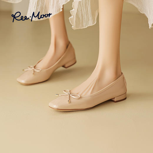 REEMOOR睿慕2025年春新款舒适软底浅口单鞋方头粗跟增高通勤女鞋R224D6 商品图10