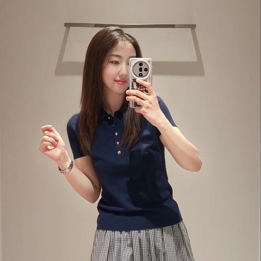 【à perles】纯真丝多巴胺 翻领修身轻薄POLO上衣 商品图5