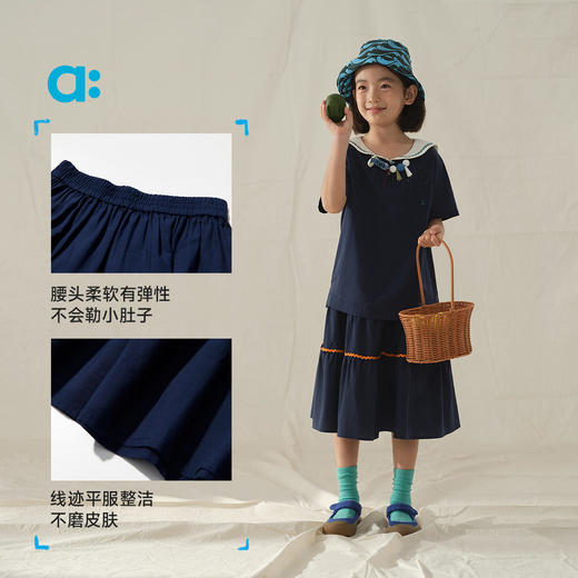 【夏Vol.4】allblu幼岚【海边度假波浪裙】儿童半身裙25春夏新款女童百褶裙子ZY 商品图4