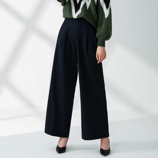 6941037046712 哥文花园COVEN GARDEN  商场同款秋冬羊毛纯色高腰阔腿长裤宽松女 商品图1