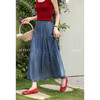 鹿向南「花都笺言」蓝色牛仔半身裙女夏新款拼接高腰显瘦a字长裙 商品缩略图2