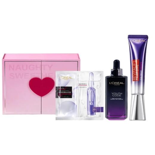 【香港直邮】L'oreal/欧莱雅第三代黑精华小黑瓶肌底液75ml+欧莱雅安瓶面膜5片（新旧随机）+紫熨斗眼霜30ml 商品图0