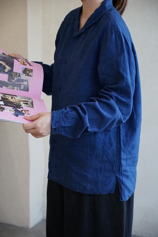 Mittan 草木浓染蓝染麻质密织衬衫(SH-118DC) 商品图0