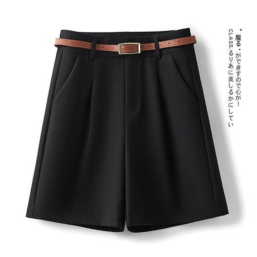 丁摩 西装短裤女夏新款高腰休闲宽松阔腿a字五分裤中裤配皮带5ZF-2122 商品图9