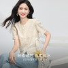 【专属特价】熙世界法式立体绣花蕾丝衬衫女夏季2025新款时尚漂亮圆领短袖上衣 商品缩略图1
