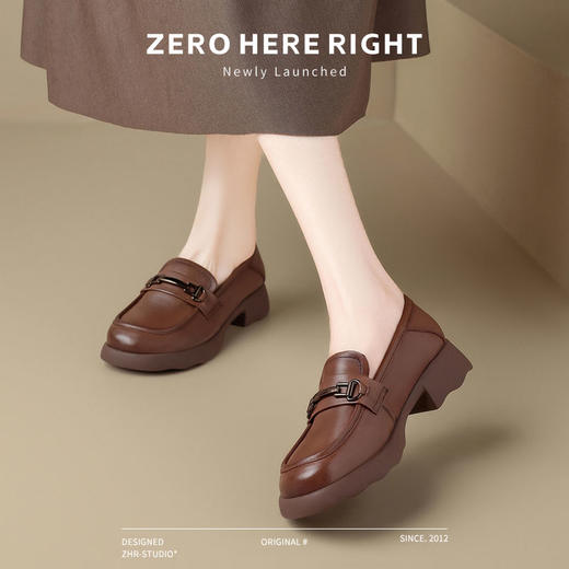 ZHR则则头层牛皮复古优雅乐福鞋女鞋2024新款金属衔扣百搭小皮鞋 商品图7
