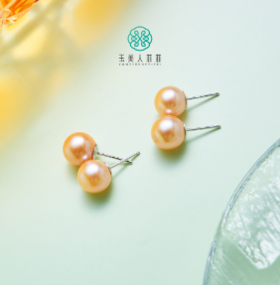 玉美人菲菲~S925珍珠粉珠耳钉约9mm~