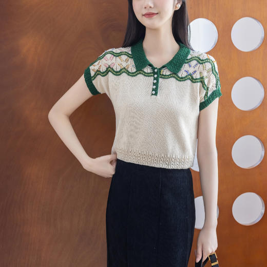 苏苏姐家幻彩POLO衫手工diy棒针棉麻线毛线团短袖自制材料包 商品图1