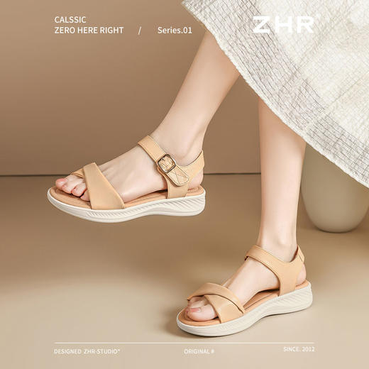 ZHR厚底凉鞋女鞋夏季新款女士软底休闲百搭轻便夏日交叉带凉鞋 商品图9