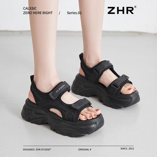 ZHR则则厚底运动凉鞋女2025夏季显高魔术贴沙滩鞋透气舒适凉鞋女 商品图8