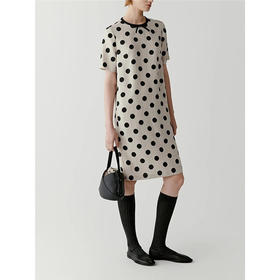 小禾女装！2025春夏新款斜纹亚麻及膝连衣裙淡人 波点复古简约长裙！