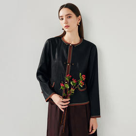 丁摩 真丝香云纱祥云提花缎外套女XZ18699