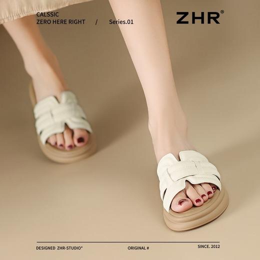 ZHR一字拖女2025新款夏季休闲百搭拖鞋女洋气ins厚底沙滩拖鞋外出 商品图4
