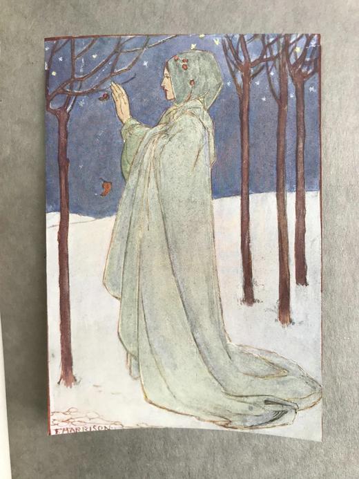 约20世纪早期 克里斯蒂娜·罗塞蒂诗集 弗洛伦斯·哈里森36幅彩色手工贴图34幅黑白插图 漆布精装16开 商品图6