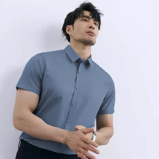 SIMU轻奢夏季免烫衬衫 短袖款商务衬衫，休闲防晒短衬 商品图4