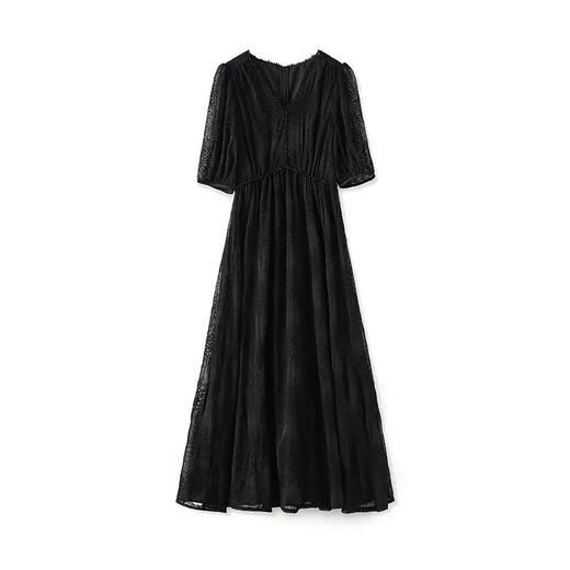 「高货wl」全新升级【铂金会员367/天猫499/差价132】(20816)洛诗琳法式重工提花刺绣连衣裙2025夏季高级感钉珠优雅长裙20816 商品图4