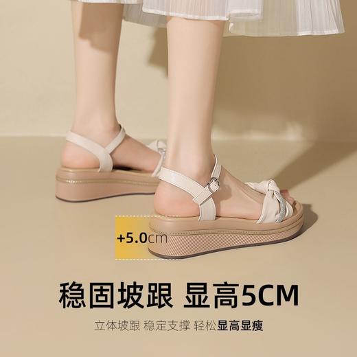 ZHR坡跟凉鞋女2025新款夏季网红高级水钻凉鞋轻便厚底增高凉鞋女 商品图3