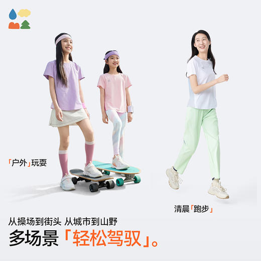 【汗跑跑公主短袖速干衣】森林棠25夏款儿童女户外运动正肩速干T恤40322531 商品图5