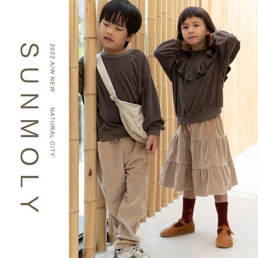 三茉童装/M184/卡其色条绒女童气质简约秋冬中长款半身裙2022新款 商品图3