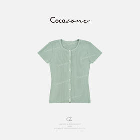 COCO ZONE 刘一一 25设计感坑条修身圆领短袖针织衫CD2A0588