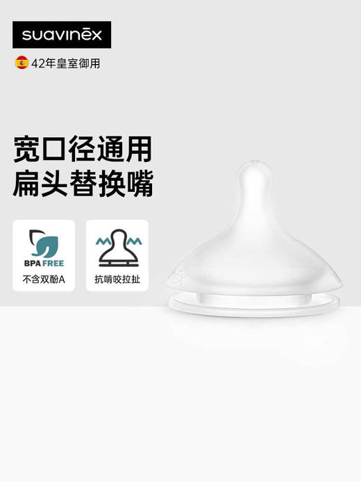 suavinex苏维妮扁嘴硅胶奶嘴仿生母感奶瓶防胀气宽口径通用替换嘴307042 307043 307044 商品图1