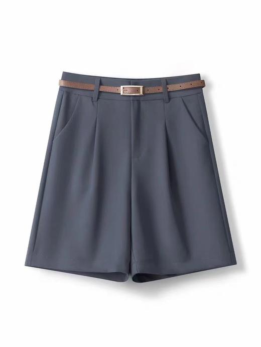 丁摩 西装短裤女夏新款高腰休闲宽松阔腿a字五分裤中裤配皮带5ZF-2122 商品图5