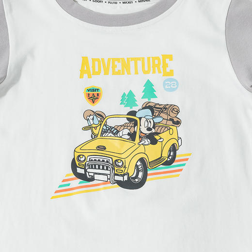 迪士尼2025夏季新款男童米奇短袖套装凉感拼接袖T恤宽松运动短裤两件套ZD2ET018 商品图6