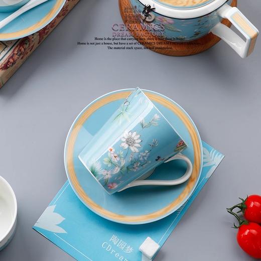 英式下午茶茶具 骨瓷咖啡具欧式 配点心盘6人适用家用送礼咖啡具繁花似锦6人用16头咖啡具 商品图2