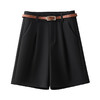 丁摩 西装短裤女夏新款高腰休闲宽松阔腿a字五分裤中裤配皮带5ZF-2122 商品缩略图4