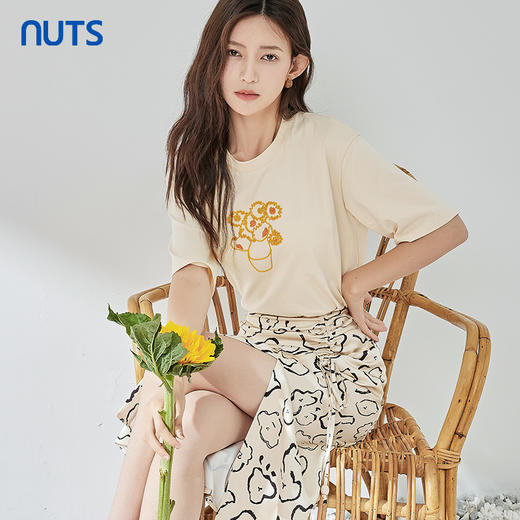 NUTS夏季新品纯圆领气质短袖T恤322021077B 商品图1