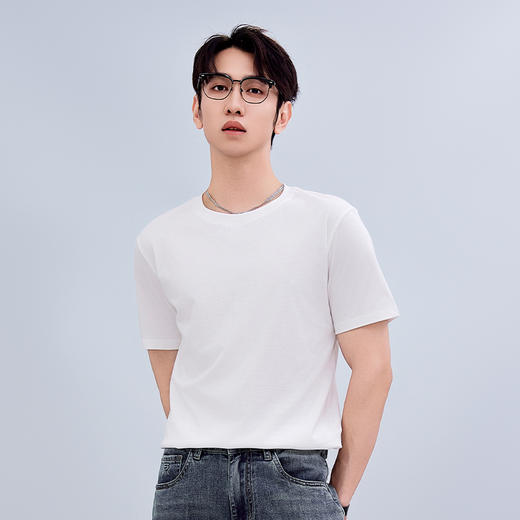 【新品上市】HX 夏季圆领短袖合体T恤桑蚕丝面料/S102522608101/02 商品图2