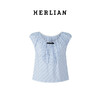 HERLIAN 2025夏季新品女士木耳边设计斜条纹小上衣 商品缩略图4