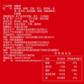 翠宏 调味酱 麻辣红油 油泼辣子四川特产辣椒酱 辣椒油 200g /粮油调味 /调味品 /中式酱料 商品图5
