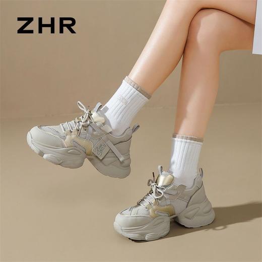 优选丨ZHR则则厚底老爹鞋女鞋2025新款时尚百搭休闲增高网面运动鞋 商品图4