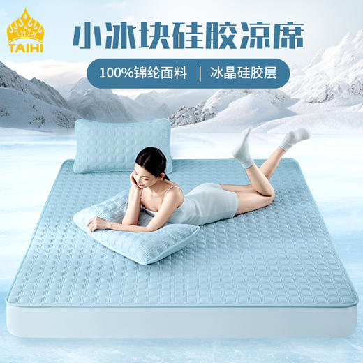 泰嗨硅胶冰丝凉席床笠三件套透气凉爽可机洗水洗 商品图1