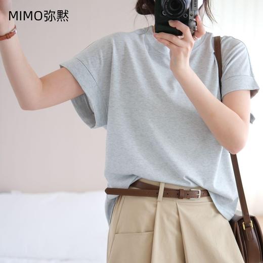 MIMO弥黙！麻感棉 T 恤，进口纤维麻感棉 T ，卷边设计慵懒随性 穿出松弛高级感，圆领显瘦一绝，机洗狂甩不变形 ，百搭不挑人 商品图5